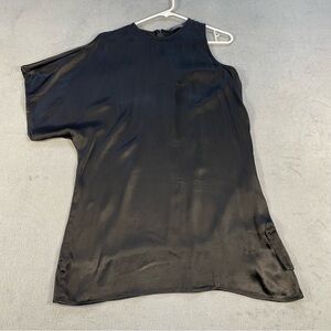 Zara Women’s Black Satin Asymmetrical Dress, Back Zipper, size S